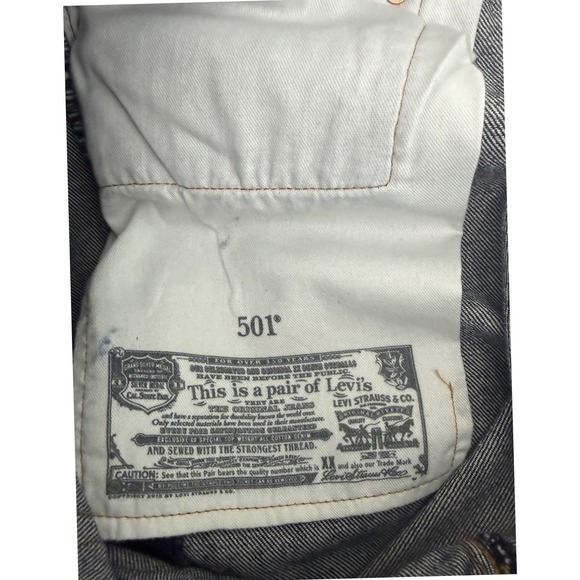 Levis 501 Jeans Original Straight Leg Button Fly 100% Cotton Dark Wash W33X36L - Picture 12 of 16